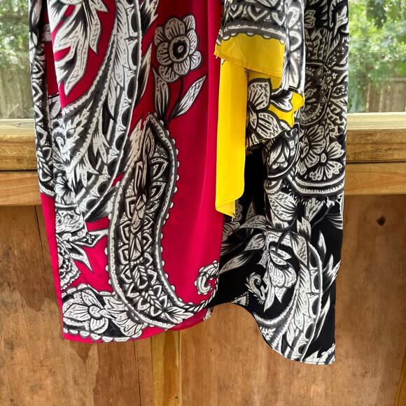 Yoana Baraschi Women's Faux Wrap Mini Dress Floral Colorblock Size 2 - Picture 5 of 8